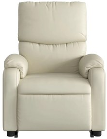 Poltrona reclinável elevatória elétrica couro artificial creme