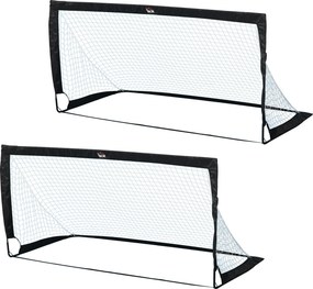 HOMCOM Balizas de Futebol Dobráveis para Crianças e Adultos com Saco de Transporte para Exterior Treino 183x90x90 cm Preto | Aosom Portugal