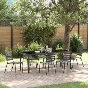 vidaXL Conjunto de Jantar de Jardim com 7 Peças de Aço Cinza Escuro