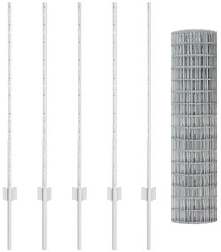 Cerca Euro com 10 Postes Prateados 1x10 m Aço