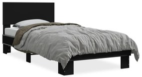 Estrutura de cama 90x190 cm derivados de madeira e metal preto