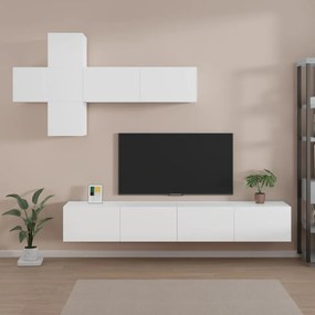 vidaXL Conjunto móveis de TV 7 pcs madeira processada branco