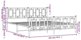 Estrutura de cama com cabeceira e pés 183x213 cm metal preto