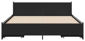 Estrutura cama c/ gavetas 120x190 cm derivados de madeira preto