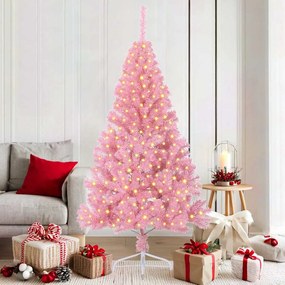 vidaXL Árvore de Natal Artificial Pré-iluminada Rosa 180 cm PVC