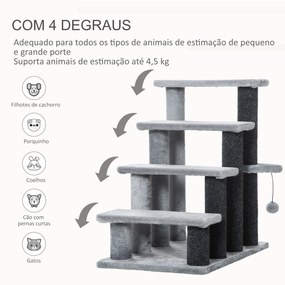 PawHut Escada para Animais de Estimação Escada para Gatos de 4 Degraus