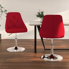 vidaXL Cadeiras de jantar giratórias 2 pcs tecido vermelho tinto