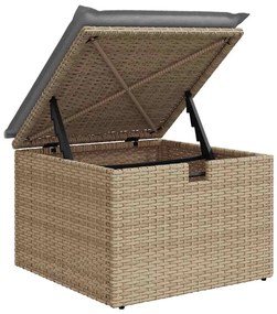 Conjunto de Sofá de Jardim em 4 Peças com Almofadas Bege em Rattan Pol