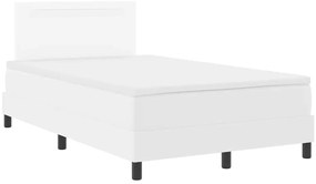 Cama Box Spring Branca com Colchão, Casal Pequena, Couro Sintético