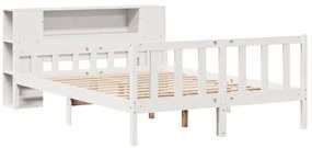 Cama com estante sem colchão 160x200 cm pinho maciço branco