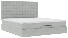 Estrutura cama otomana colchões 180x200cm veludo cinzento claro