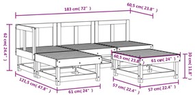 5 pcs conj. lounge de jardim madeira de pinho maciça cinzento