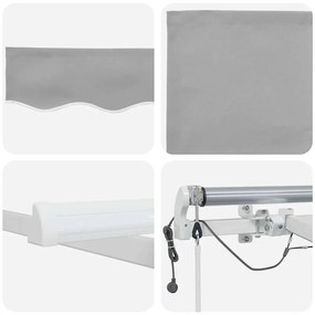 Toldo Retrátil Automático com LED Cinza Claro 450x300 cm