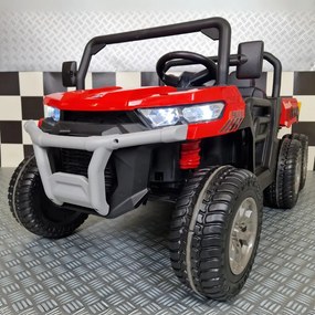 Carro elétrico para crianças jeep Transporter 24V, Pneus EVA, Assento de couro Vermelho