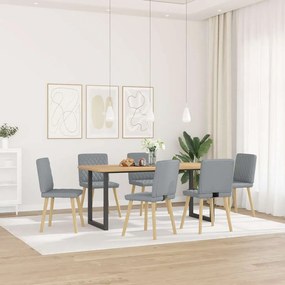 Cadeiras de jantar 6 pcs tecido cinzento-claro