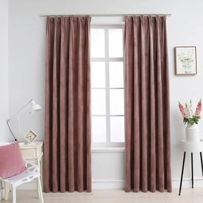 Cortinas blackout c/ ganchos 2 pcs 140x245cm veludo rosa antigo