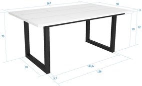 Mesa de sala de jantar | 8 pessoas | 170 | Robusto e estável graças à sua estrutura e pernas sólidas | Ideal para reuniões familiares | Branco | Estil