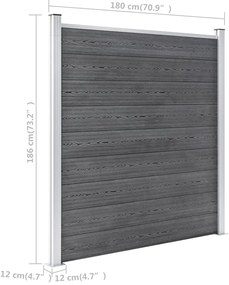 Painel de vedação para jardim 353x186 cm WPC cinzento
