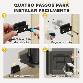 Barreira de Segurança para Cães Retrátil 0-136 cm  para Cães Pequenos com Botão de Fecho Preto