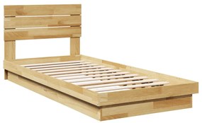 Estrutura cama cabeceira sem colchão 75x190 cm maciça carvalho