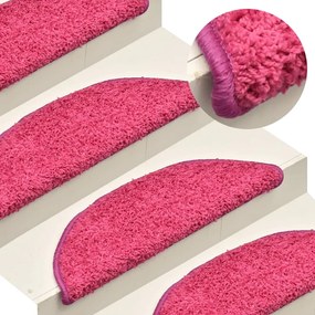 vidaXL Tapete/carpete para degraus 15 pcs 56x17x3 cm rosa