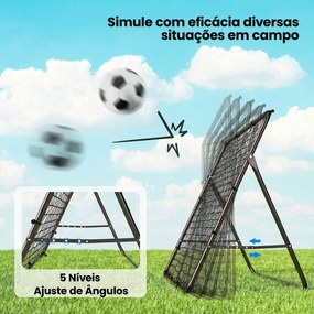 Baliza Dobrável Rede de Treino de Futebol com Ângulo Ajustável em 5 Níveis com Estrutura de Aço 120x73x112 cm Preto