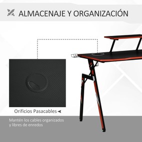 HOMCOM Mesa Gaming Ergonómica Secretária para Computador com Suporte p