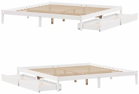 Cama sem colchão 200x200 cm madeira de pinho maciça branco