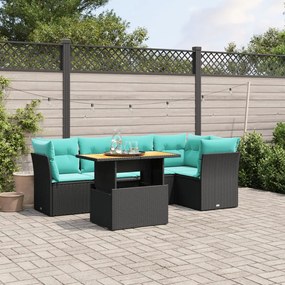 vidaXL 5 pcs conjunto de sofás p/ jardim c/ almofadões vime PE preto