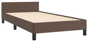 Estrutura de Cama Salu com Cabeceira em Couro Artificial Castanho - 80