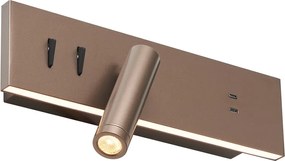 Conjunto de 2 candeeiros de parede modernos bronze escuro ajustáveis com USB-C incluindo LED - Modric