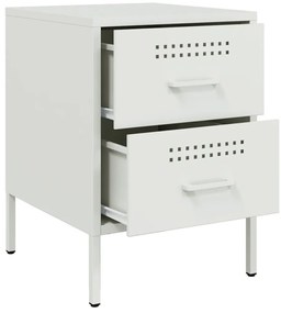 Mesas de cabeceira 2 pcs 36x39x50,5 cm aço branco