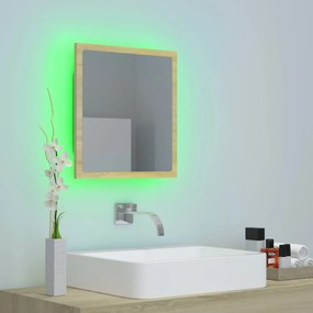 Espelho casa banho c/ LED 40x8,5x37 cm acrílico carvalho sonoma