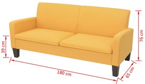 Sofá de 3 lugares 180x65x76 cm amarelo