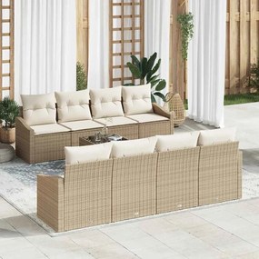 vidaXL Conjunto de Sofá de Jardim com Almofadas Bege Rattan Sintético