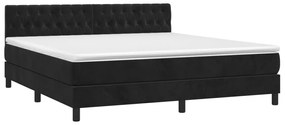 Cama box spring c/ colchão/LED 160x200 cm veludo preto