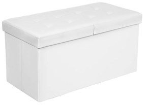 Banco de armazenamento com tampa dobrável e assento cómodo com extra. | SONGMICS | 76 x 38 x 38 cm | branco | LSF45WT.
