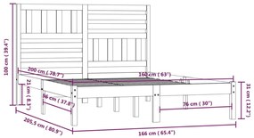 Estrutura de cama 160x200 cm pinho maciço