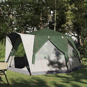 vidaXL Barraca Cabana com telhado Verde e Branco 333 x 317 x 194 cm