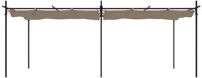 Pérgola com toldo retrátil 589x292x230 cm cor cinza-acastanhado