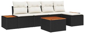 Conjunto de Sofá de Jardim com 6 peças da , almofadas pretas, rattan s