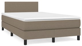 vidaXL Cama box spring colchão/LED 120x190cm tecido cinza-acastanhado