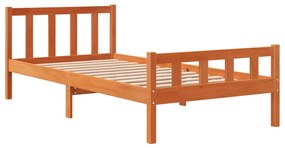 Cama sem colchão 75x190 cm madeira de pinho maciça castanho-mel