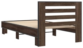 Estrutura de cama derivados de madeira/metal carvalho castanho