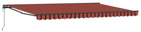 vidaXL Toldo Retrátil Laranja e Preto 500 × 300 cm Poliéster e Metal