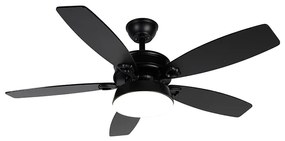 Ventilador de teto preto com controle remoto incluindo LED - Malaki Moderno