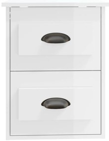 Mesas de cabeceira parede 2 pcs 41,5x36x53 cm branco brilhante