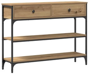 Mesa de Console Carvalho Artesanal 100x25x75 cm Madeira Composta e Aço