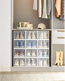 Conjunto de 12 caixas para sapatos em Transparente + branco