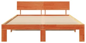 Estrado de Cama com Cabeceira Castanho 140x200 cm Madeira de Pinho Mac
